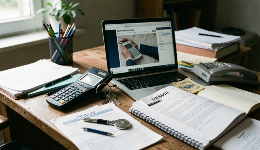 A documentary still life representing security, applied editorial desk