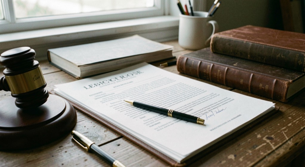 A documentary still life representing legal information