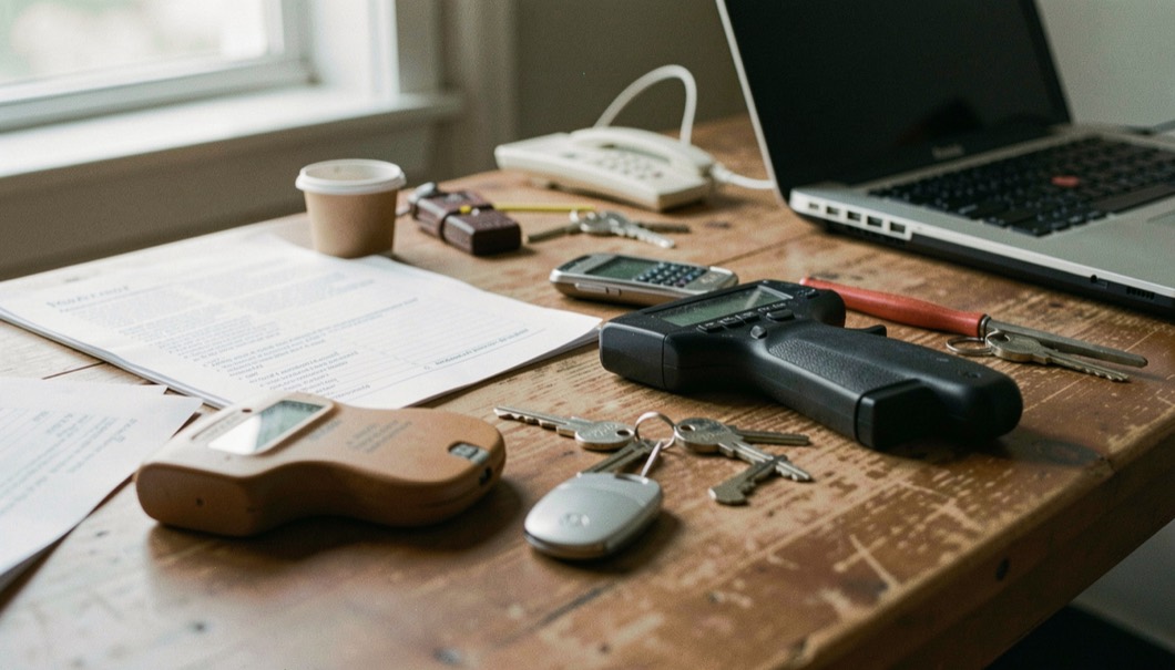 A documentary still life representing how security, applied works