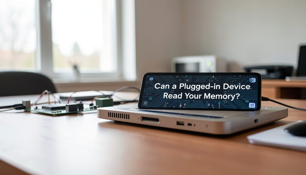 An unexpected Thunderbolt dock connected to a laptop beside a handwritten note of times and ports