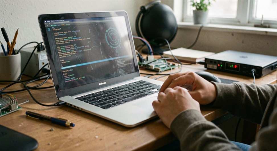 A documentary still life representing cybersecurity incident first steps